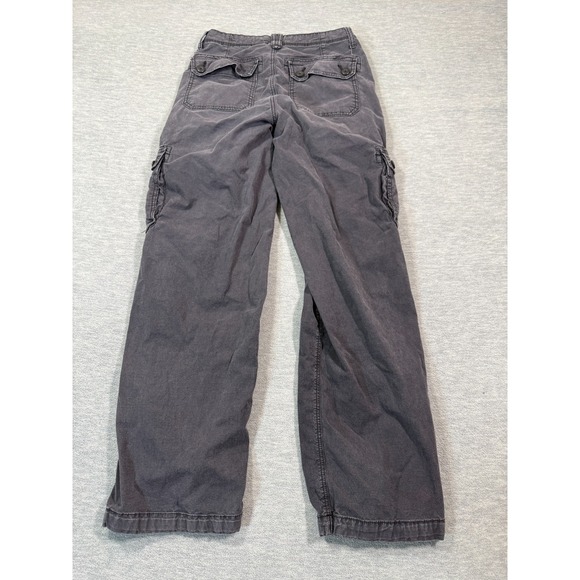 American Eagle Pants Women 2 Baggy Jogger Grey High Rise Cargo Multi Pocket Y2K - Picture 9 of 11